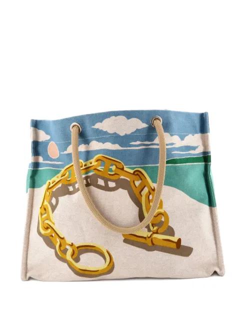 La Plage Beach Printed Canvas tote bag by HERMES 