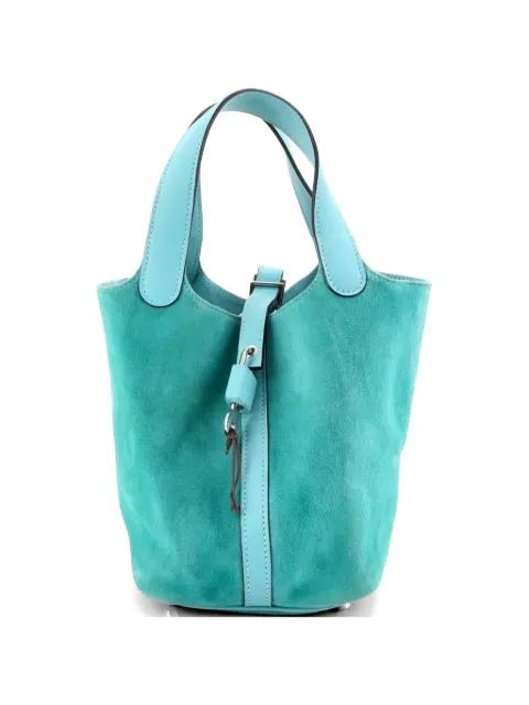 Picotin Lock Bag Doblis Suede and Swift PM satchel by HERMES 