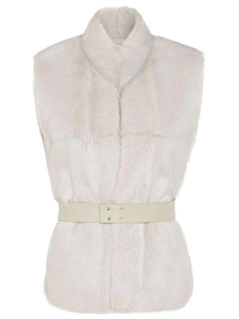 belted shearling gilet by HERMES
