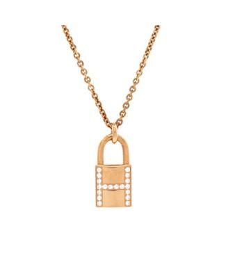 Amulettes Cadenas Pendant Necklace 18K Rose Gold with Diamonds by  HERM&EGRAVE;S