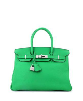 Birkin 30 Handbag Green Clemence with Palladium Hardware by  HERM&EGRAVE;S