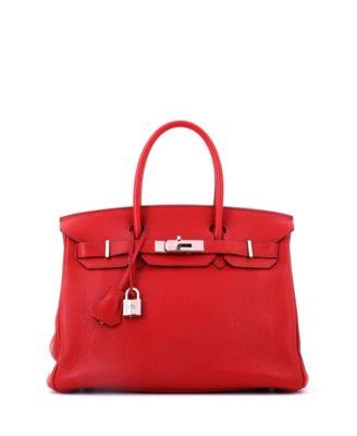 Birkin 30 Handbag Red Togo with Palladium Hardware by  HERM&EGRAVE;S