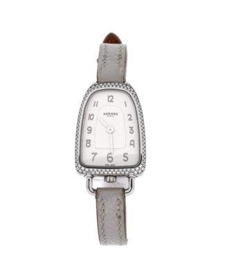 Galop d'Hermes Quartz Watch in Stainless Steel and Leather with Diamond Bezel 21mm by  HERM&EGRAVE;S