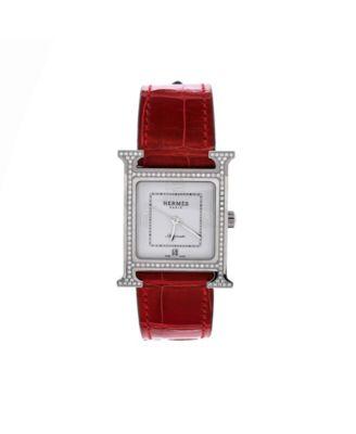 Heure H Automatic Watch in Stainless Steel and Alligator with Diamond Bezel 26mm by HERMÈS Heure H Automatic Watch in Stainless Steel and Alligator with Diamond Bezel 26mm by HERMÈS