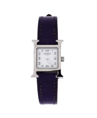 Heure H Quartz Watch in Stainless Steel and Leather 17mm by  HERM&EGRAVE;S