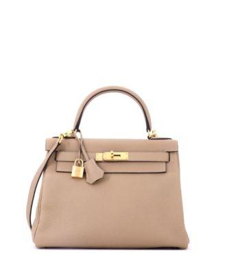 Kelly 28 Handbag Light Clemence with Gold Hardware by  HERM&EGRAVE;S