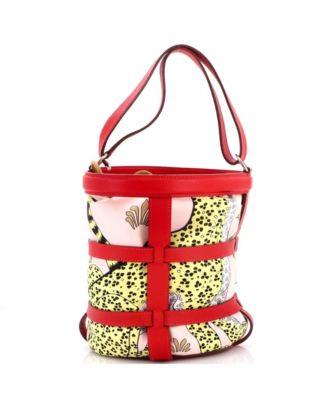 Musardine Bucket Bag Printed Silk with Leather by  HERM&EGRAVE;S