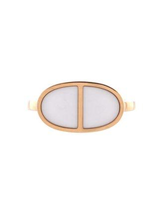 Small Chaine d'Ancre Verso Ring 18K Rose Gold with Ceramic by  HERM&EGRAVE;S