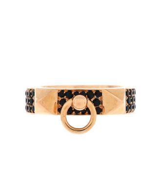 Small Collier de Chien Ring 18K Rose Gold with Pave Black Spinels by  HERM&EGRAVE;S