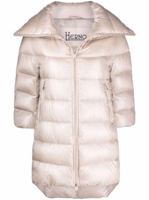 Cleofe cropped-sleeve jacket by HERNO