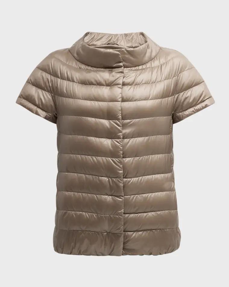 Emilia Water-Resistant Ultralight Nylon Puffer Cape by HERNO