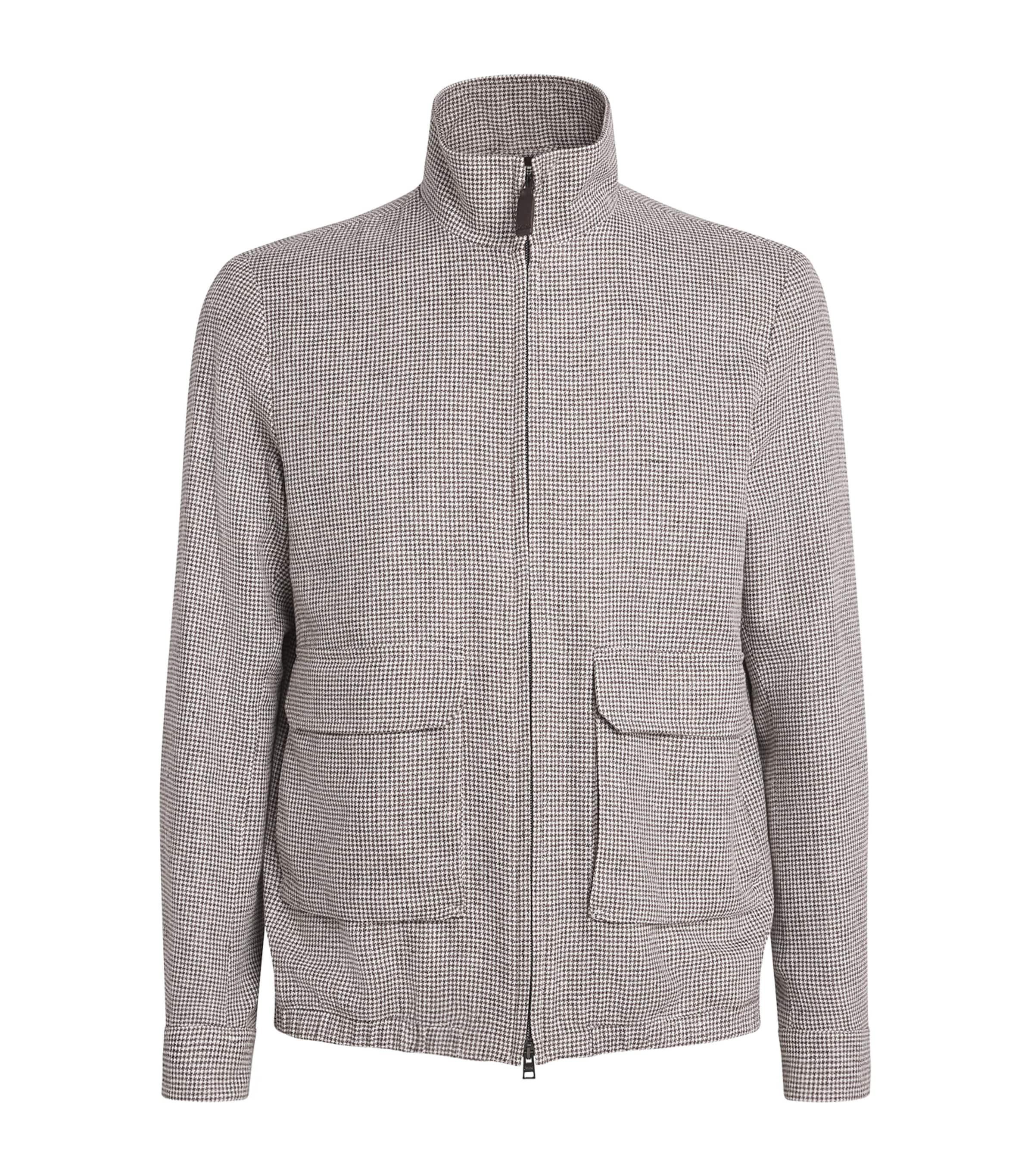 Herno Linen-Blend Houndstooth Bomber Jacket by HERNO