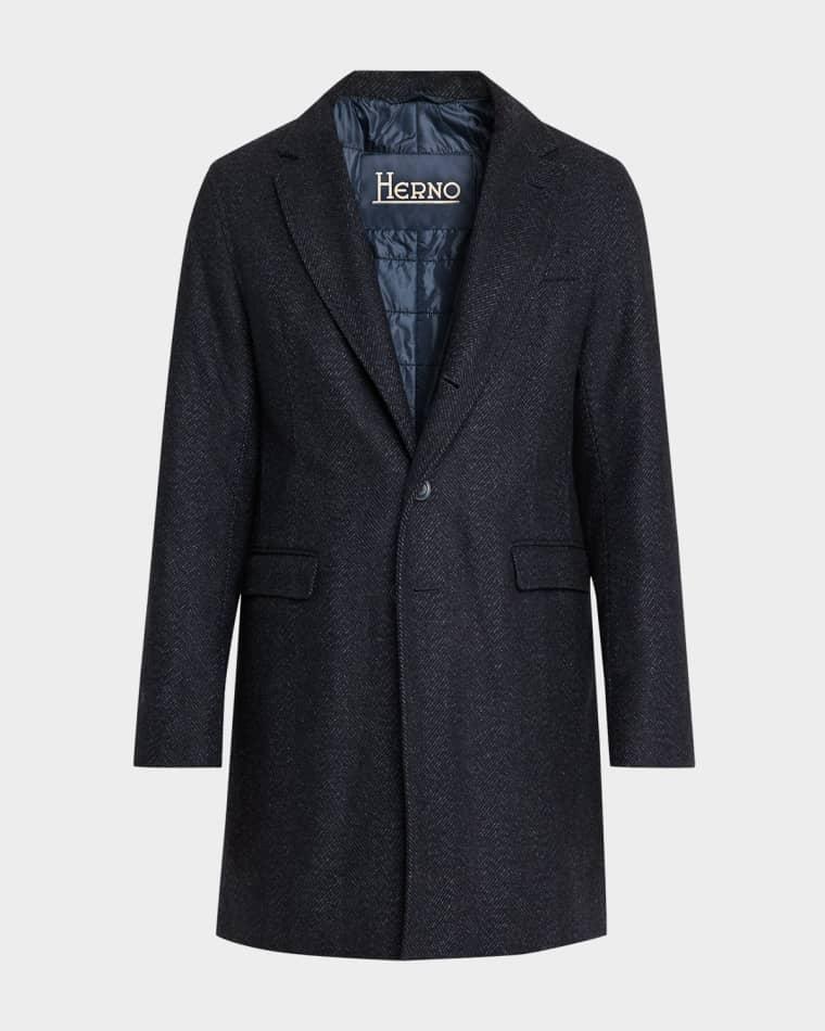 Men's Wool-Blend Herringbone Top Coat by HERNO