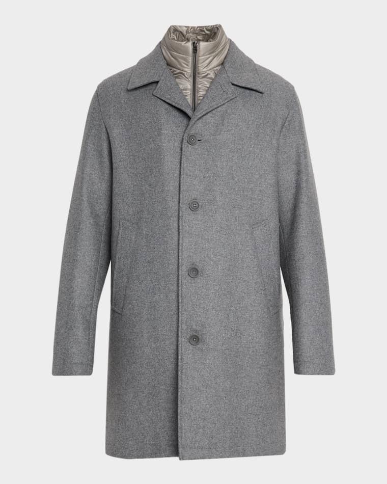 Men's Wool Car Coat with Bib by HERNO
