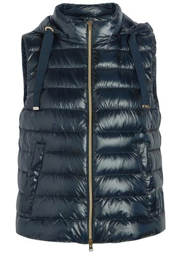 Padded hoodied glossed shell gilet by HERNO