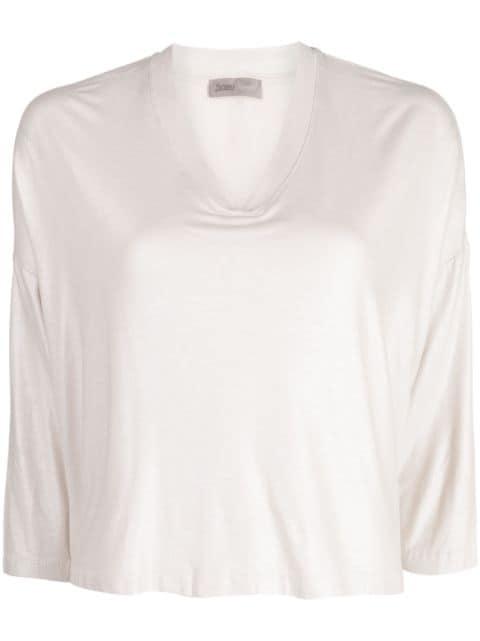 Sweet Satin V-neck T-shirt by HERNO