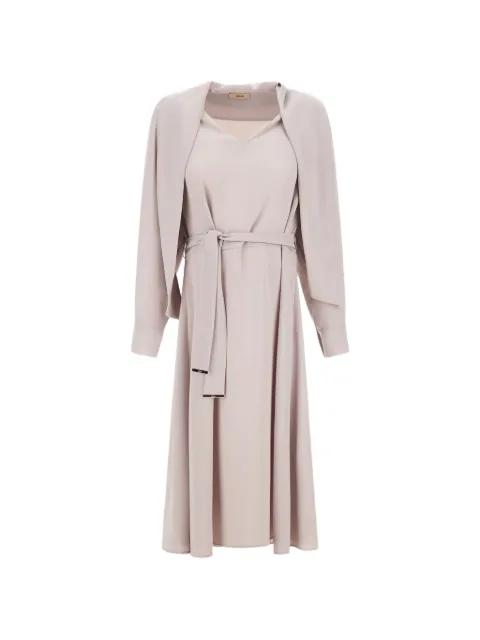 V-neck belt-detail midi dress by HERNO