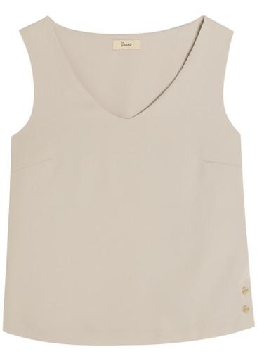 V-neck satin-crepe top by HERNO