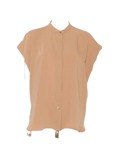 band-collar cap-sleeve blouse by HERNO