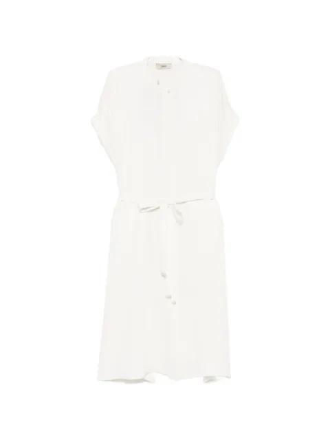 band-collar short-sleeve midi dress by HERNO