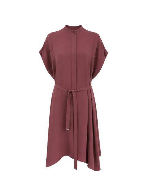 belt-detail asymmetric-hem dress by HERNO