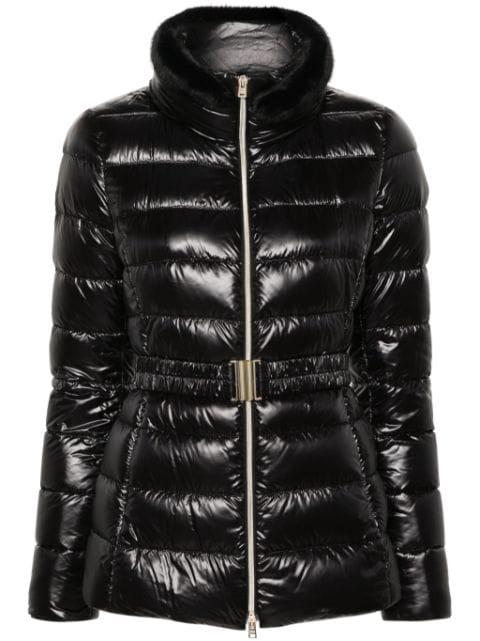 belted high-neck down jacket by HERNO