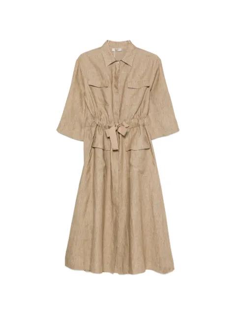 belted linen midi dress by HERNO