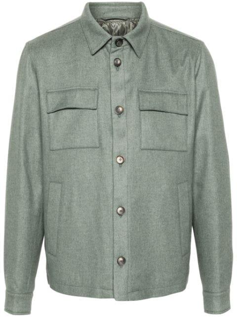 button-up brushed shirt jacket by HERNO