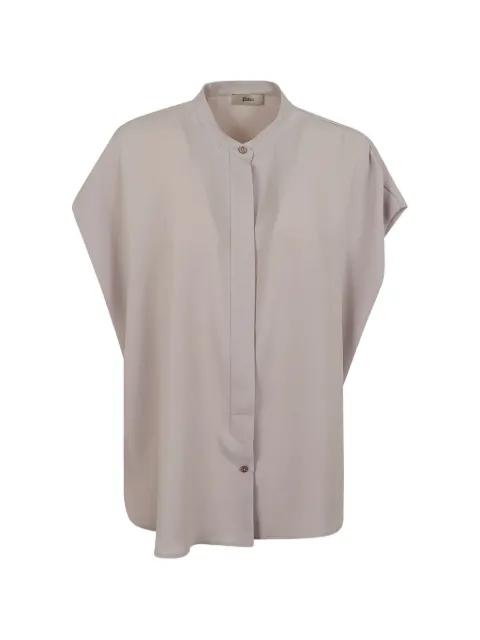 cap-sleeve band-collar blouse by HERNO