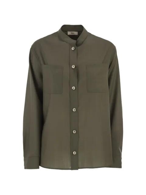 chest-pocket mandarin-collar shirt by HERNO