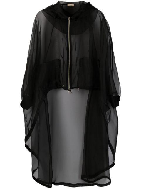 chiffon hoodied cape by HERNO