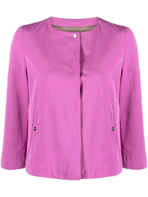 collarless cropped-sleeve jacket by HERNO