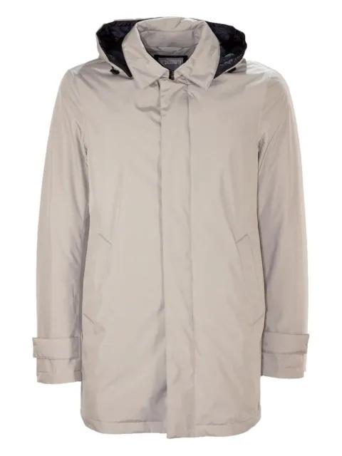 concealed-fastening hoodied jacket by HERNO