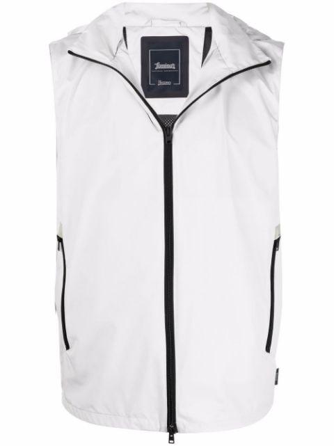 detachable-hood zip-up vest by HERNO