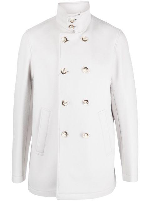 double-breasted high-neck coat by HERNO