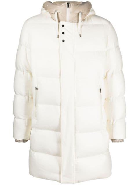 drawstring-hood twill hoodied coat by HERNO