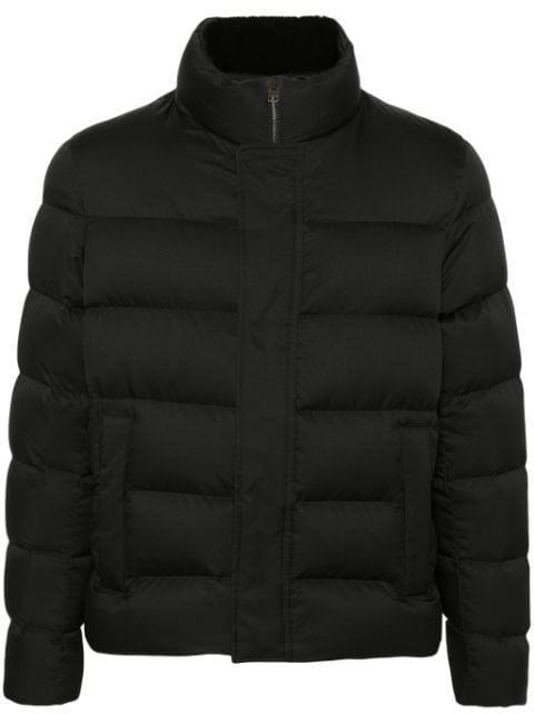 faux-fur trim bomber jacket by HERNO