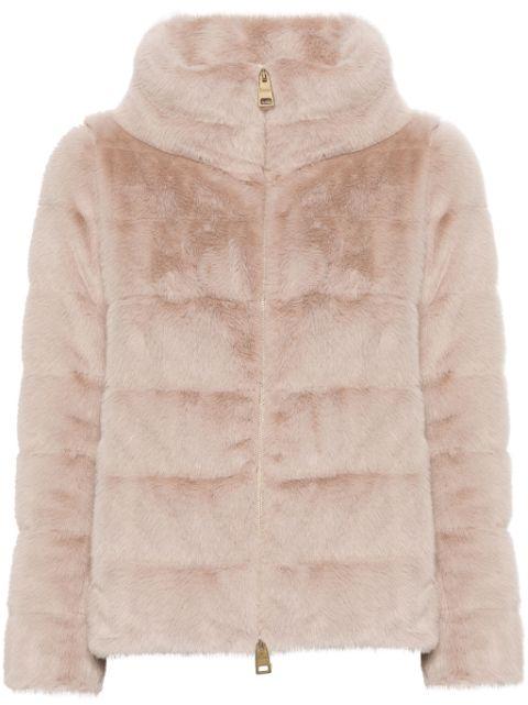 faux-fur zipped jacket by HERNO