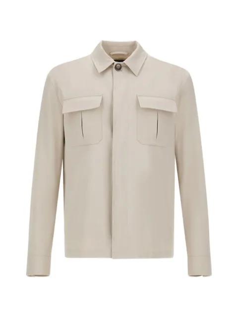 flap-pockets cotton shirt jacket by HERNO