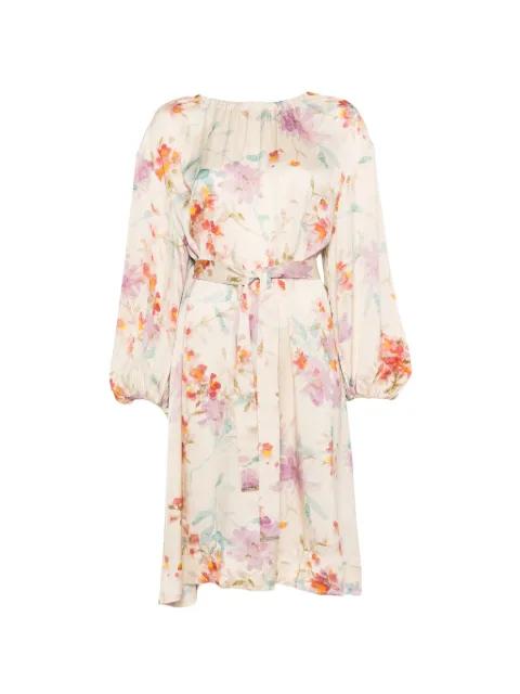 floral-pattern tie-waist mini dress by HERNO