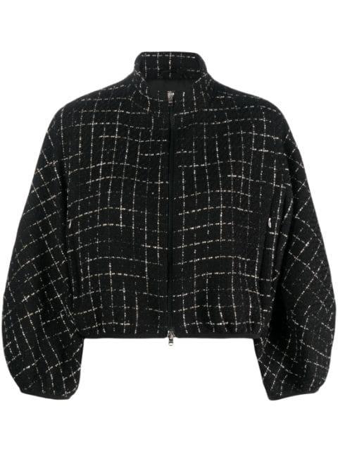grid-patterned cropped jacket by HERNO