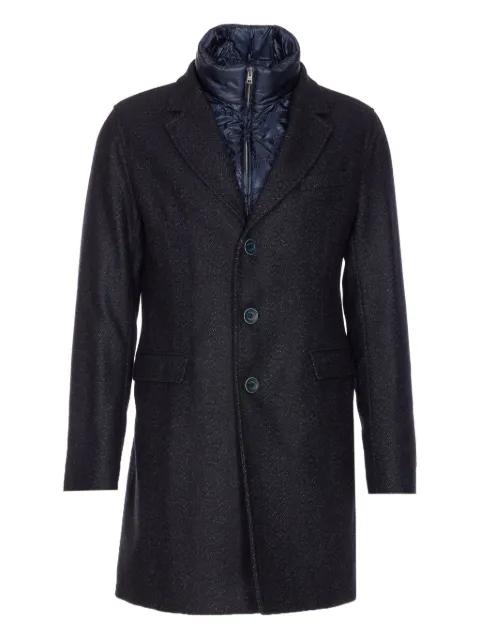 herringbone single-breasted coat by HERNO