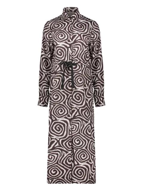 high-collar belted dress by HERNO