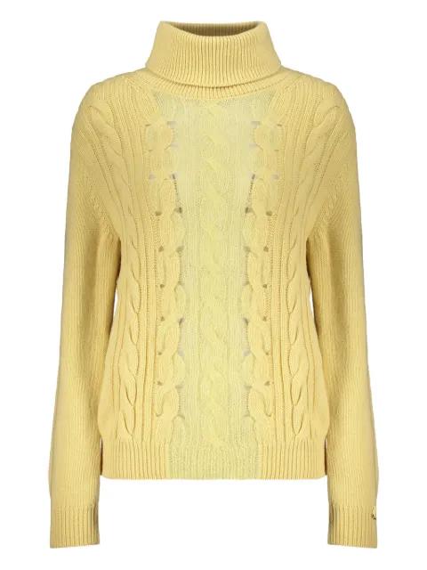 high-neck cable-knit sweater by HERNO