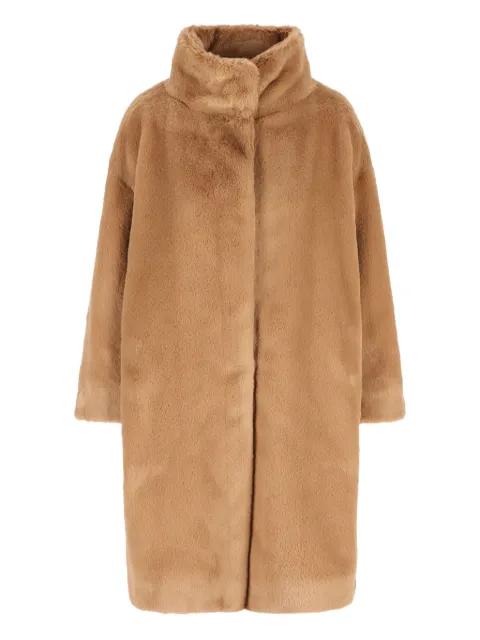 high-neck faux-fur coat by HERNO