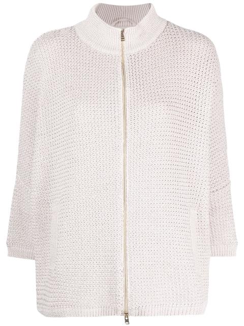 high-neck knitted cardigan by HERNO
