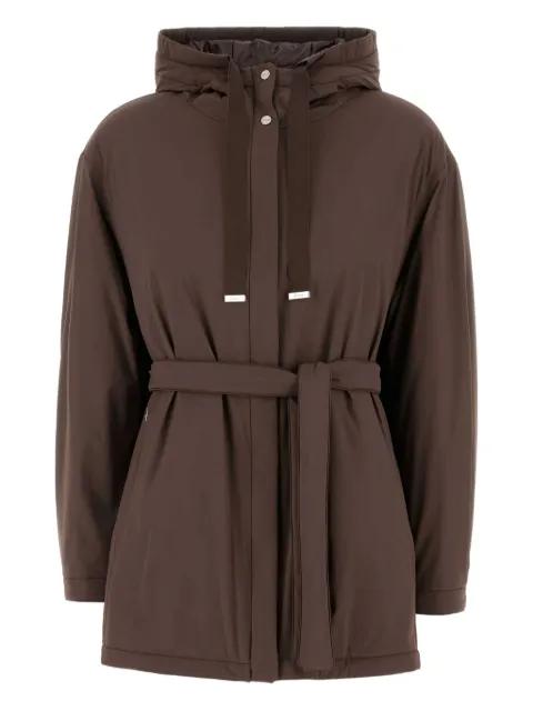 hoodied belted jacket by HERNO