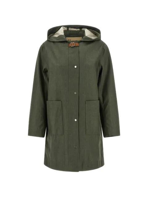 hoodied buckle strap raincoat by HERNO