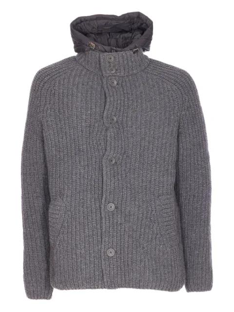 hoodied knitted padded jacket by HERNO