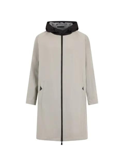 hoodied zip-fastening side-pockets coat by HERNO